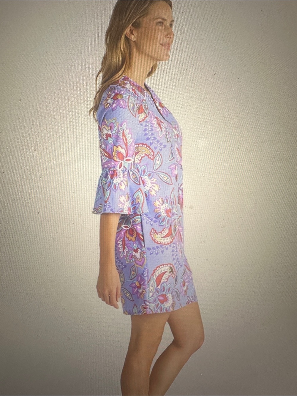 Jude Connally Lavender Paisley Floral Gilded Dress, New, Size extra small - Picture 3 of 14